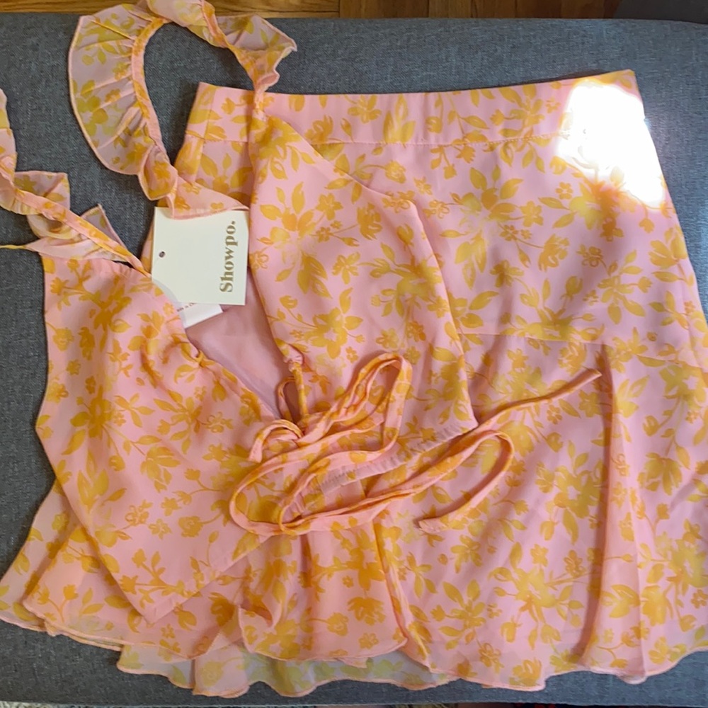 Showpo Orange and Pink skirt Set